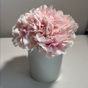 Pink Carnation Artificial Flower in White Pot